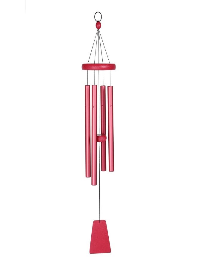 Buko Natural Melodious Aureole Tunes Wind Chimes for Home & Outdoor with 4 Tubes 100% Rustproof Aluminum, Powder Finish & S Hook Hanger, for Sympathy, Zen Garden (24inch) (BUKO_Windchime_UNC-24-RD) - Image 1